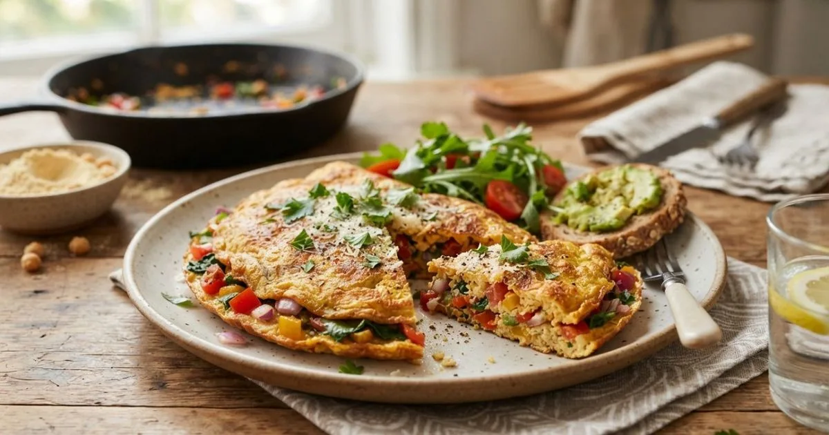 Omelete sem ovo leva farinhas, legumes e fica pronta na frigideira