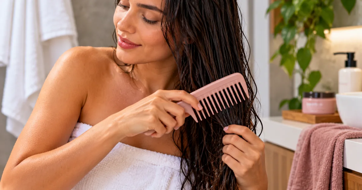 Pente de dentes largos ajuda a desembaraçar o cabelo molhado com menos tração