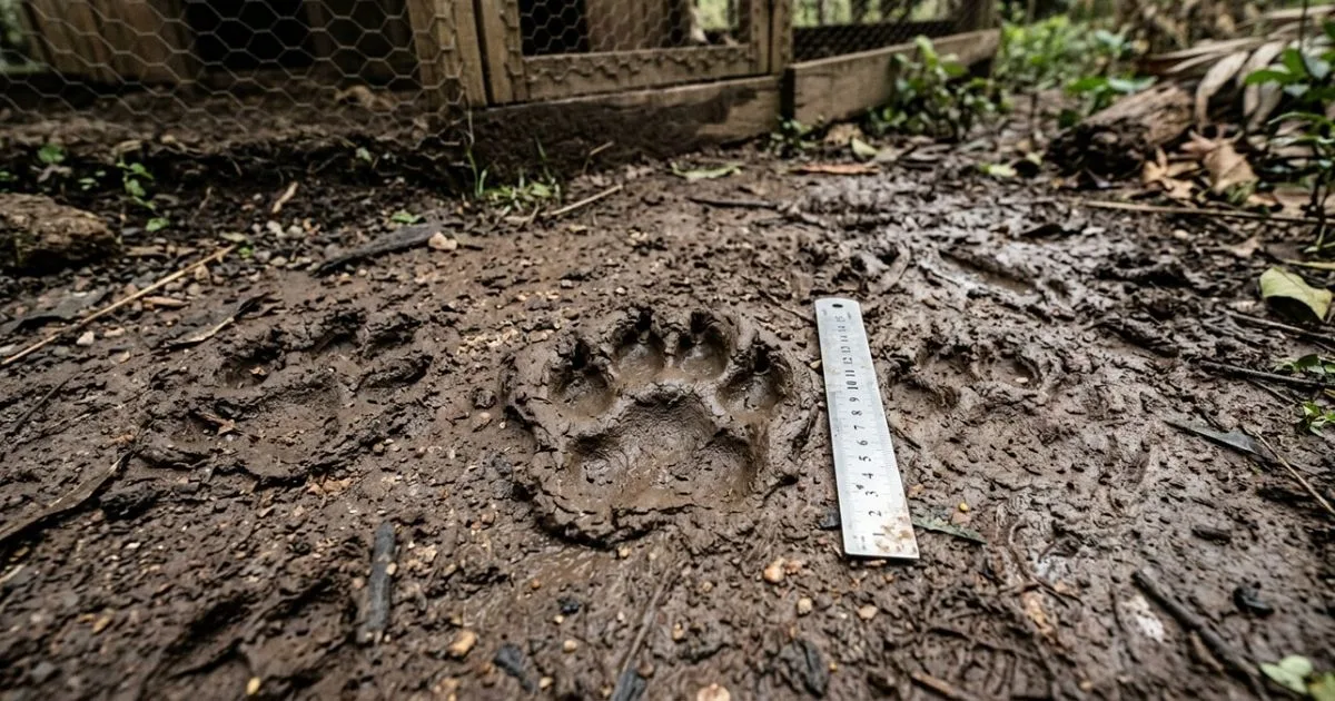 Câmera registra felino atravessando quintal durante a madrugada