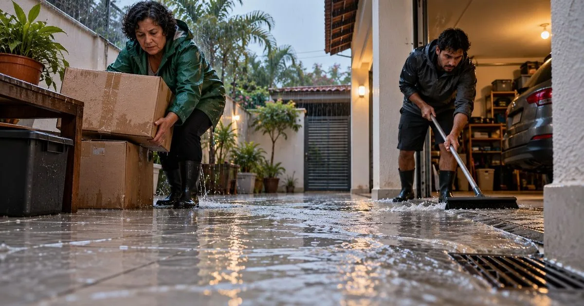 Troca do piso impermeável muda escoamento e leva água para a garagem