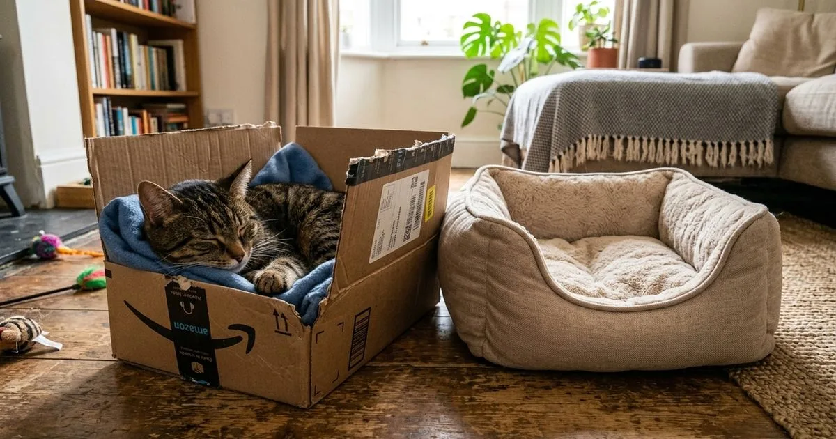 Caixas de papelão dão ao gato controle, abrigo e estímulo para brincar