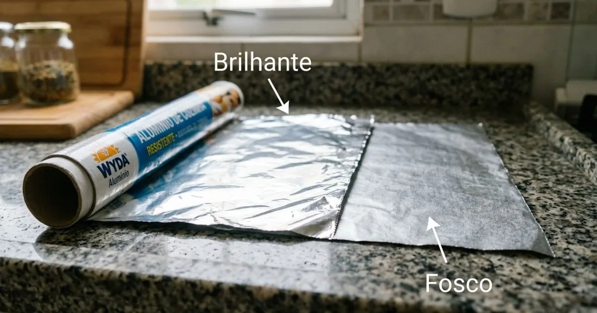 Papel-alumínio comum pode ser usado de qualquer lado na cozinha