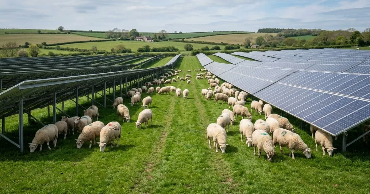 Ovelhas ajudam a manter áreas de usinas solares sem máquinas pesadas
