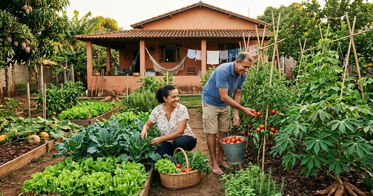 Horta no quintal passa a fornecer boa parte das refeições da família