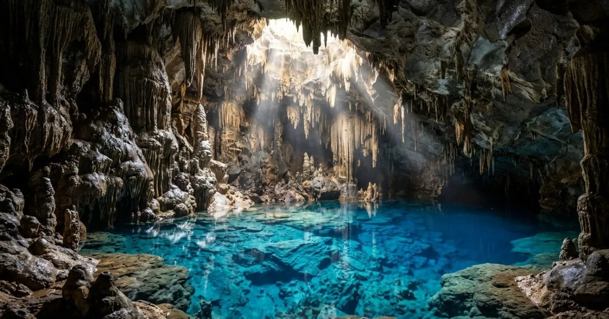 Gruta do Lago Azul combina descida por degraus e claridade sobre lago subterrâneo