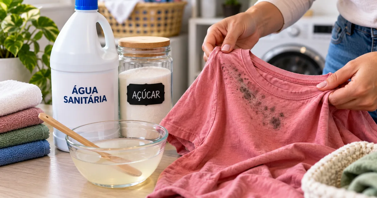 Mistura de água sanitária com açúcar não garante remoção de bolor sem desbotar