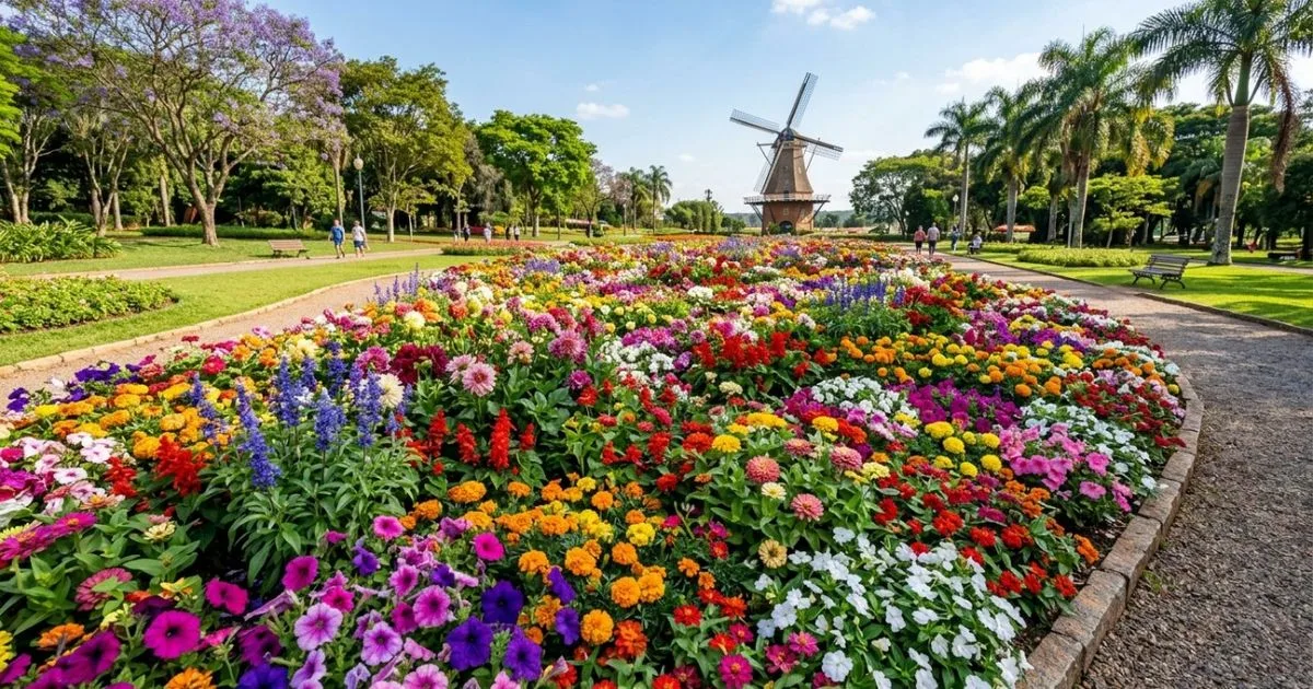 Parque da Expoflora reúne flores, cultura holandesa e jardins em Holambra