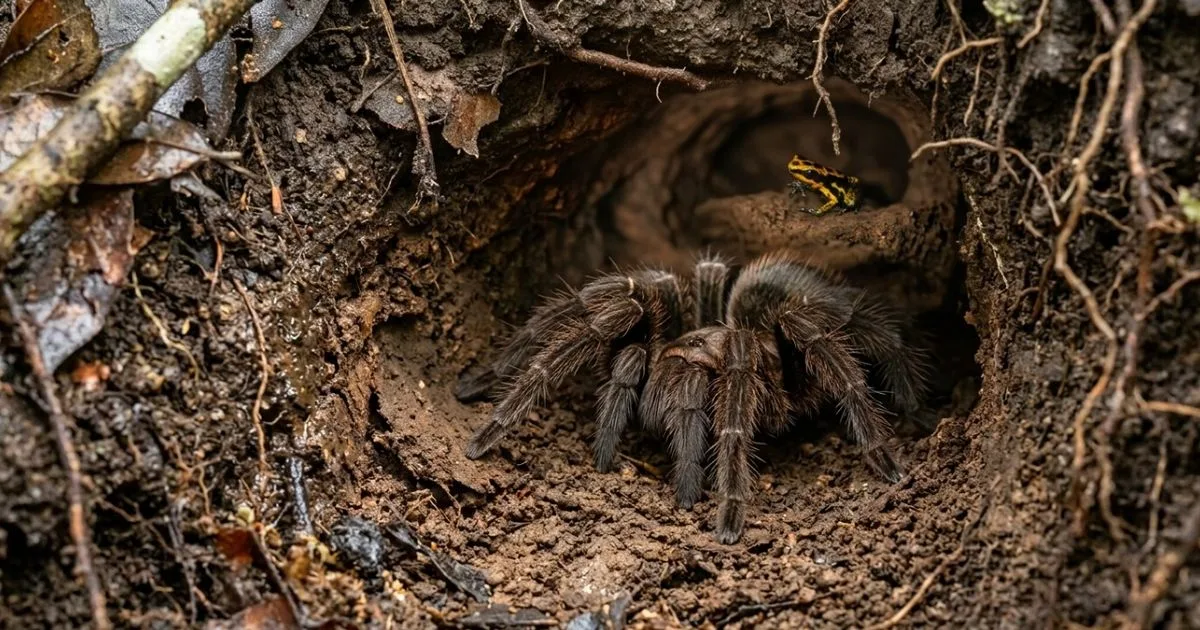 A convivência entre uma rã amazônica e uma tarântula ainda intriga cientistas