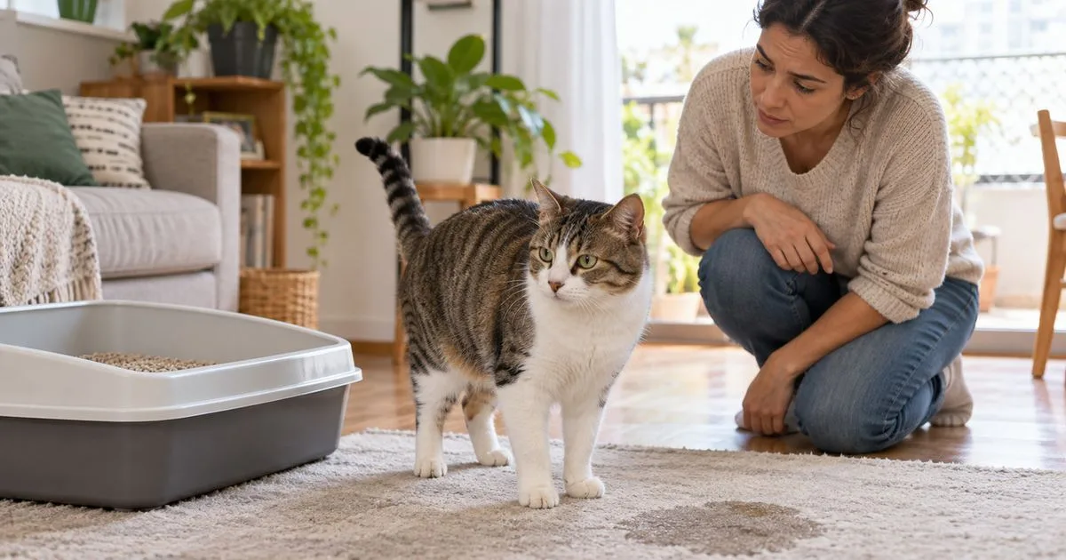 Xixi fora da caixa pode indicar dor ou dificuldade para urinar em gatos